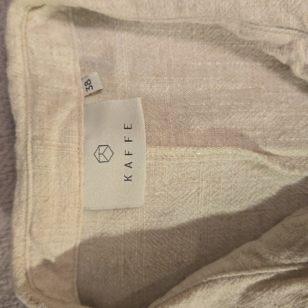 🌟 KAFFE Gorgeous unique belted shirt dress in linen color US 6 Euro 38 - Picture 13 of 13